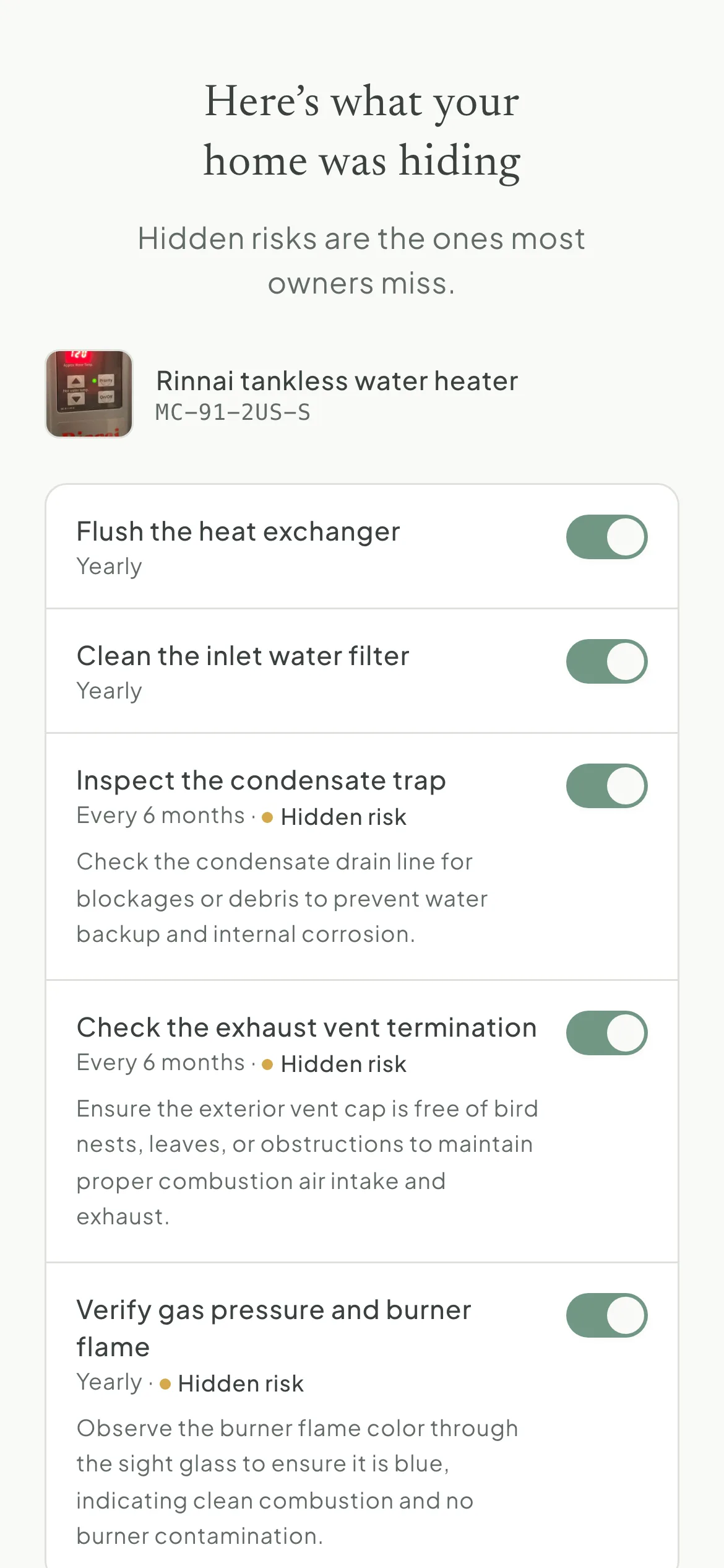Haven's plan for the water heater: two routine tasks and three hidden risks most owners miss